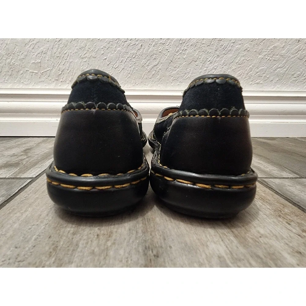 Born Mindy Slip On Comfort Loafer Black Leather Buckle Witchy  Flats Size 6.5M
